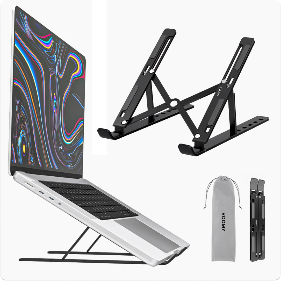 Voomy Office T3 - Laptop Standaard Verstelbaar - Ergonomisch - Aluminium Zwart