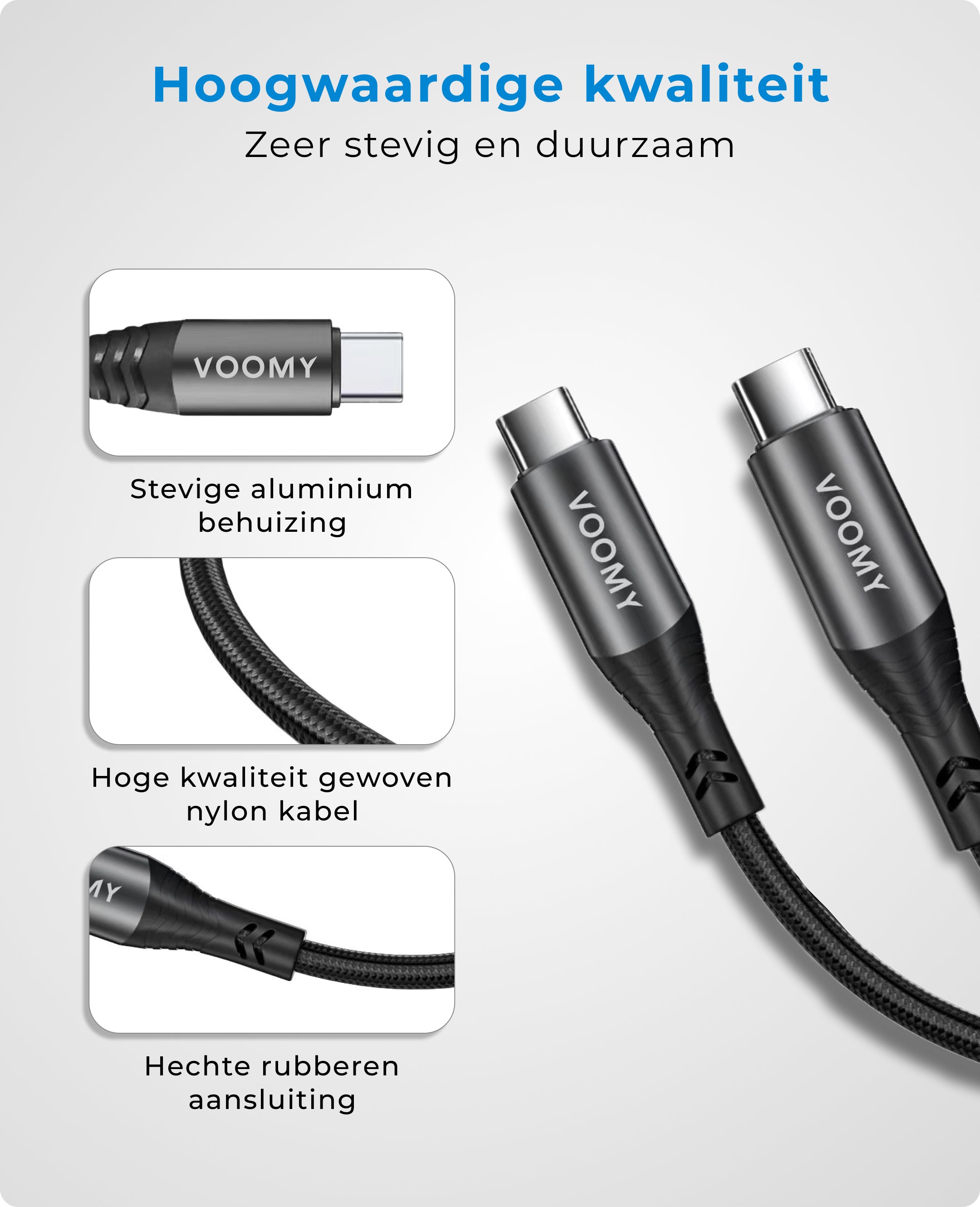 Voomy Charge 100W Kabel USB C naar USB C Kabel