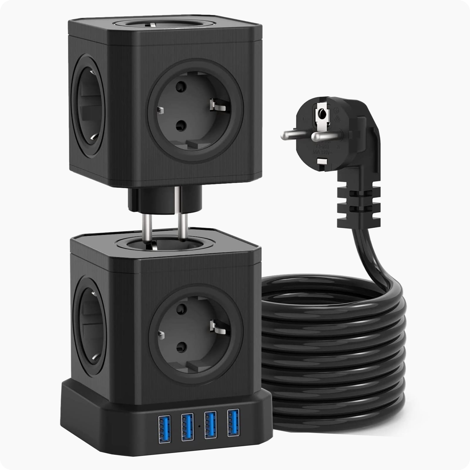 Voomy Power S10 - Cube Toren Stekkerdoos 4 USB A & 5/10 EU