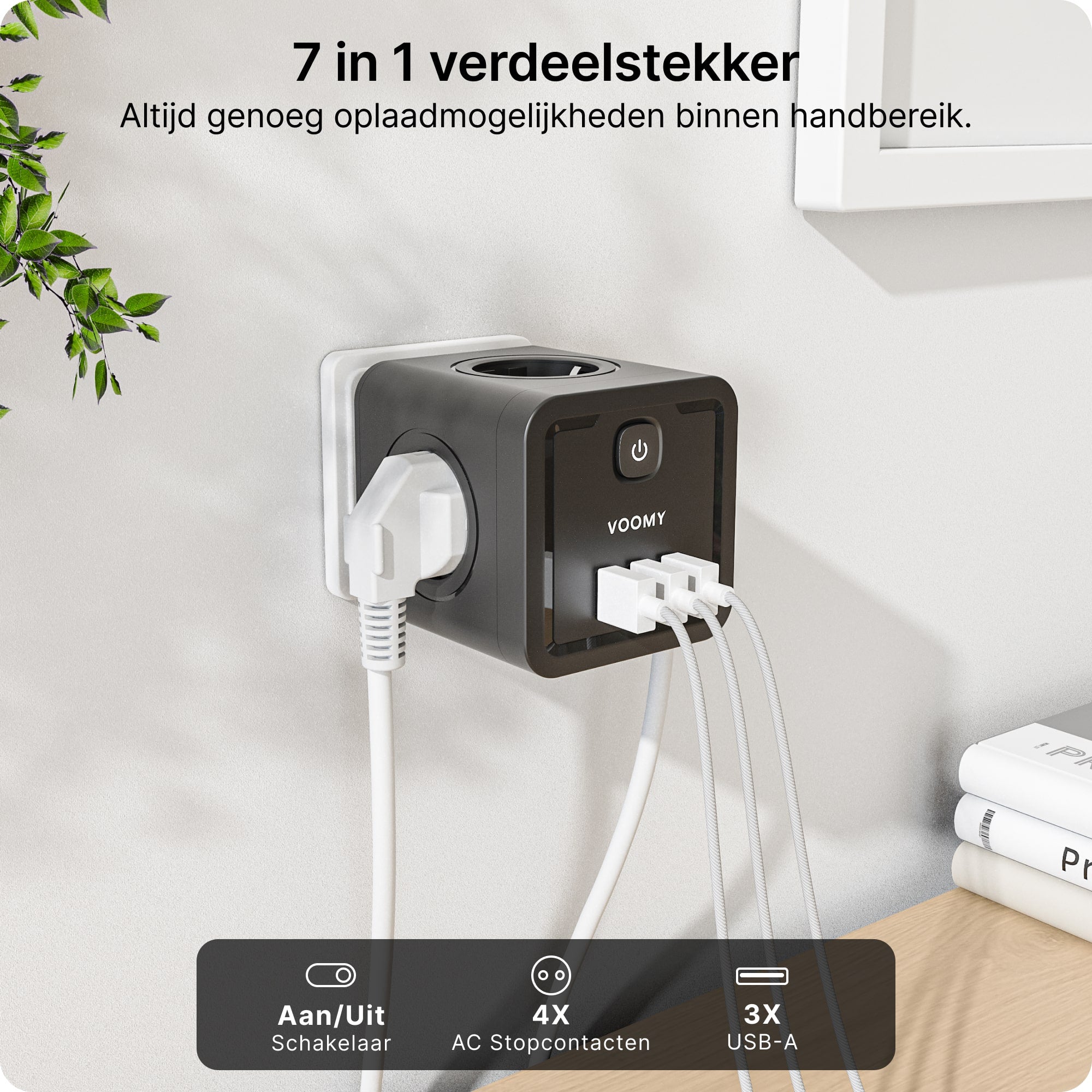Verdeelstekker, verdeelstekker zwart, usb verdeelstekker, verdeelstekker met schakelaar, verdeelstekker stopcontact, verdeelstekker 4 voudig, verdeelstekker usb