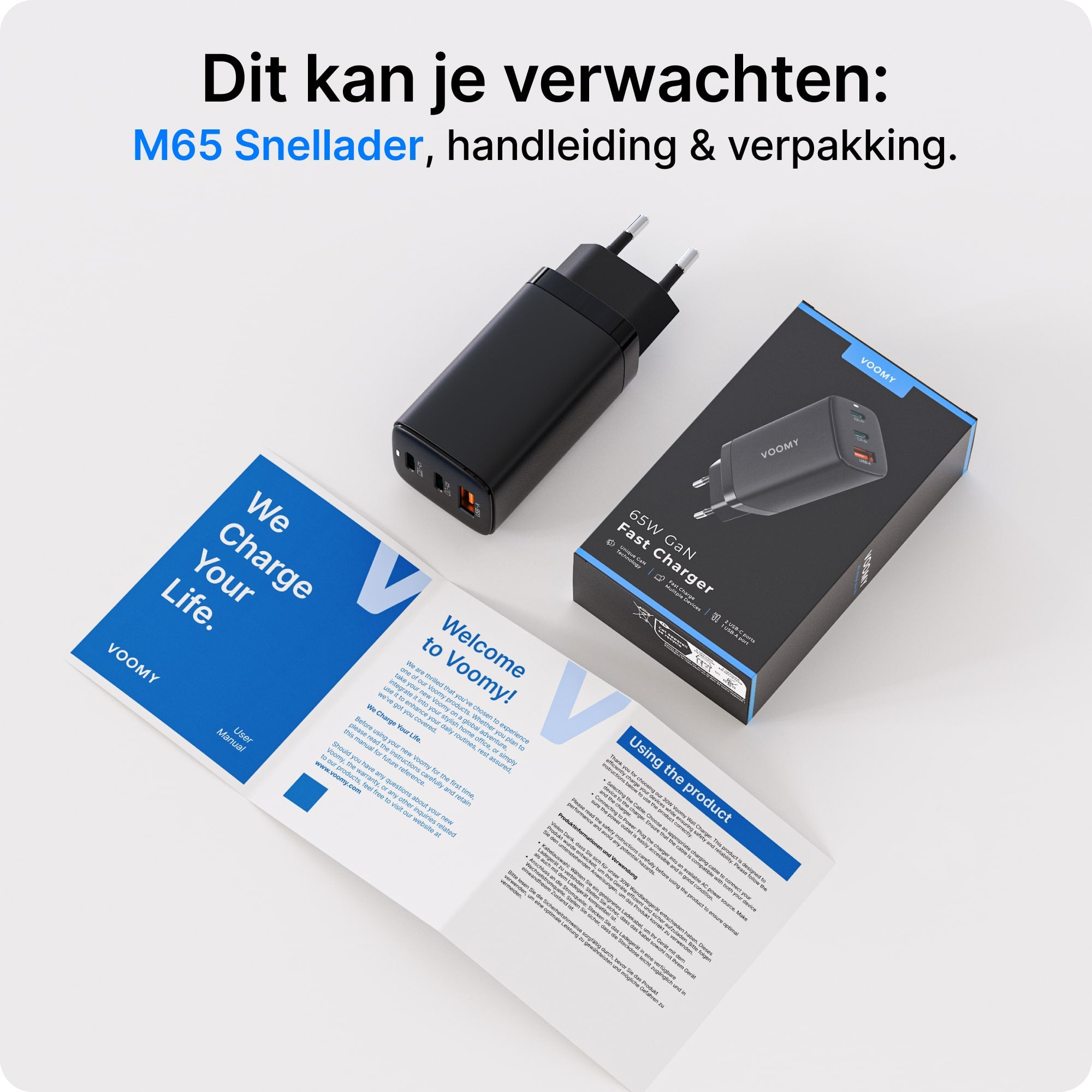 Voomy Charge M65 - Snellader Oplader 65W - Zwart