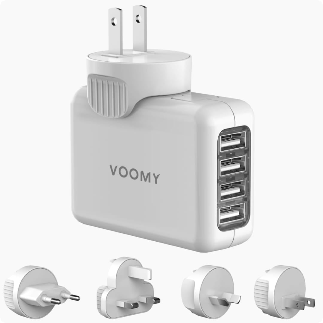 Voomy Travel Y40 - Reisstekker Wereld - 4 USB Poorten - Wereldstekker Universeel - Wit