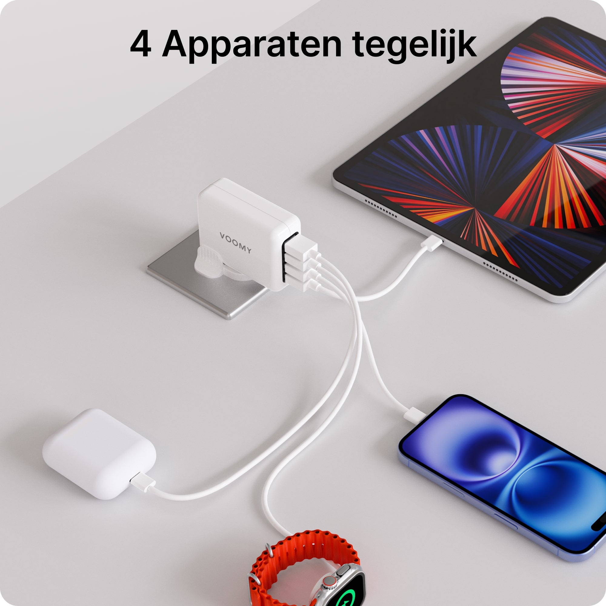 Voomy Travel Y40 Reisstekker Wereld - 4 USB Poorten - Wereldstekker Universeel - Wit