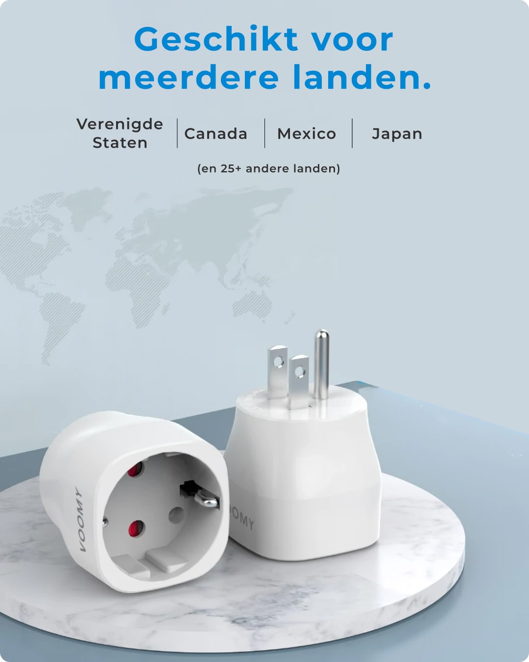 Voomy - Reisstekker Amerika / USA - Wereldstekker Type B - Wit