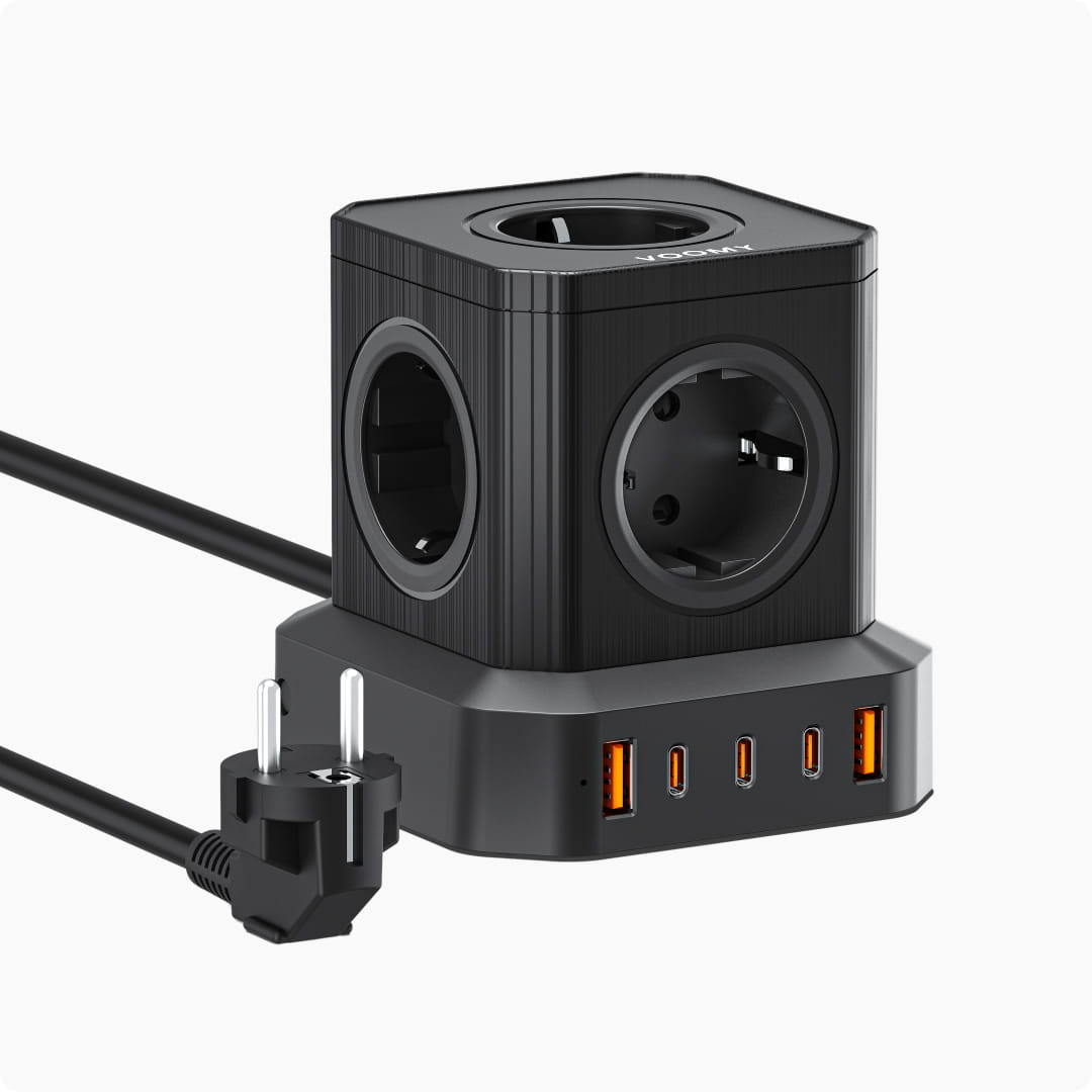 Voomy Power S100 - 100W Stekkerdoos 3 USB-C & 2 USB-A 4000W Zwart