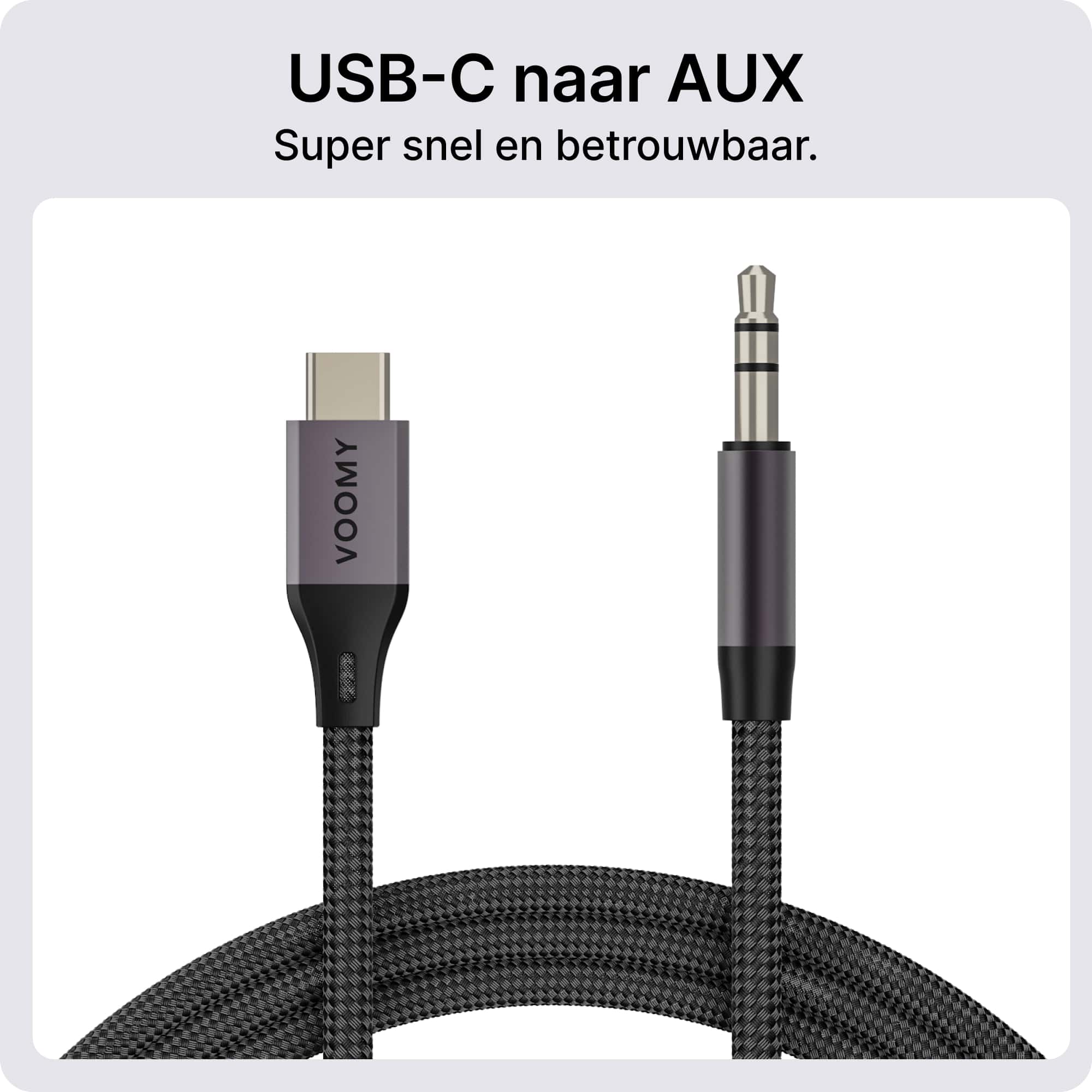 Voomy Connect C1 - USB-C naar 3.5mm Aux kabel - 1 meter