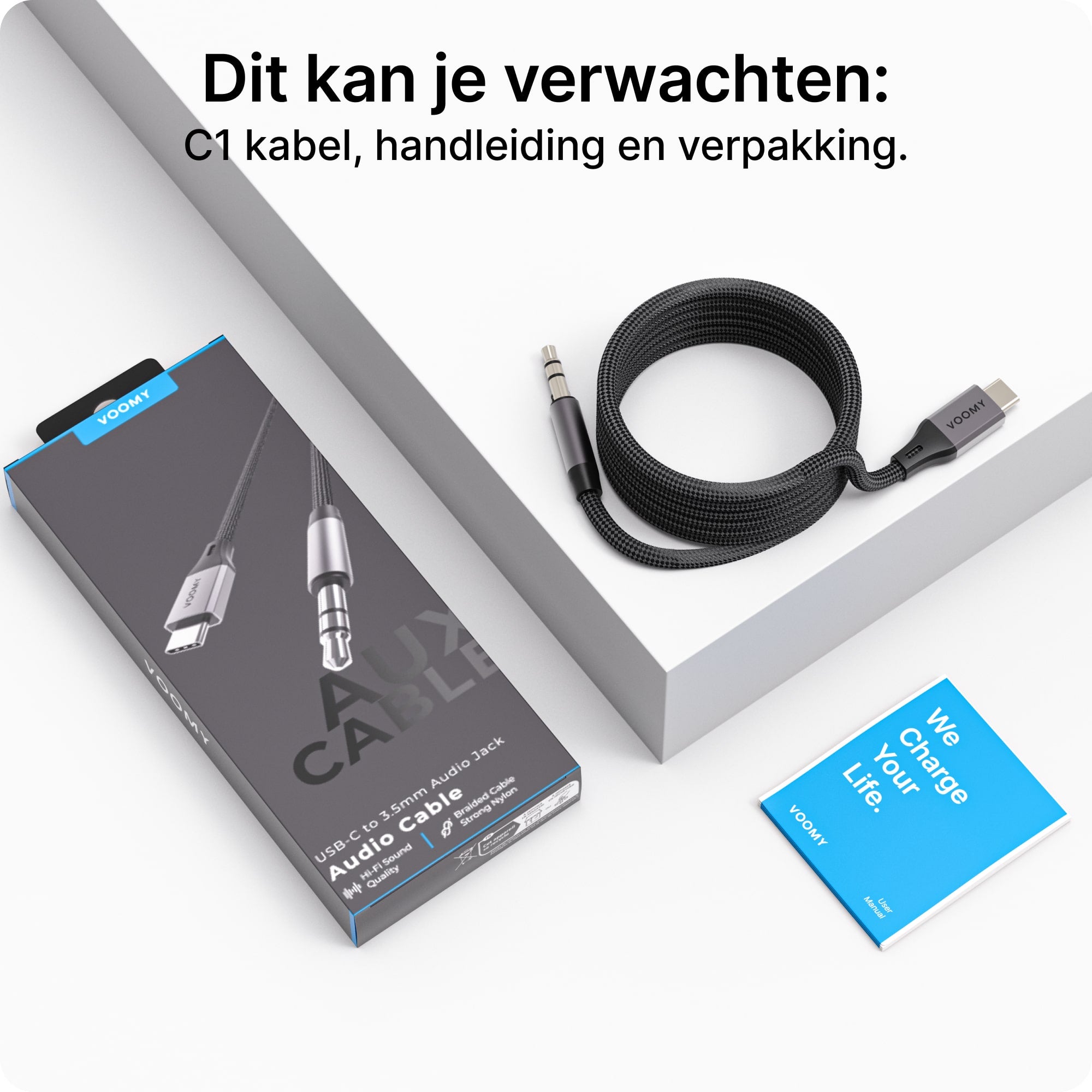 Voomy Connect C1 - USB-C naar 3.5mm Aux kabel - 1 meter