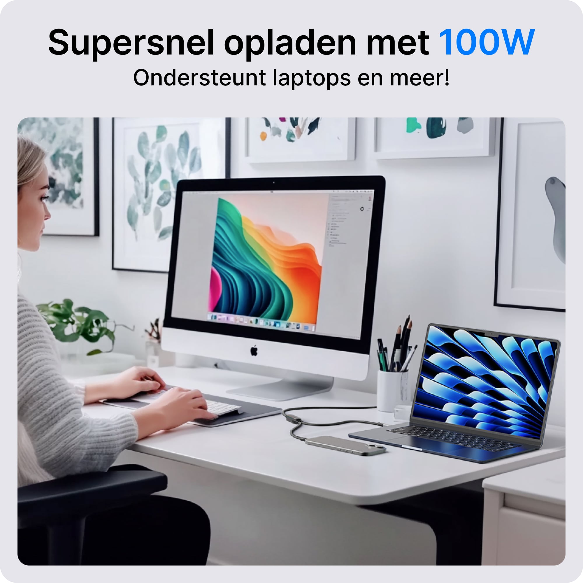 Voomy Connect C10 - 2-in-1 100W USB-C kabel - 1.2 Meter