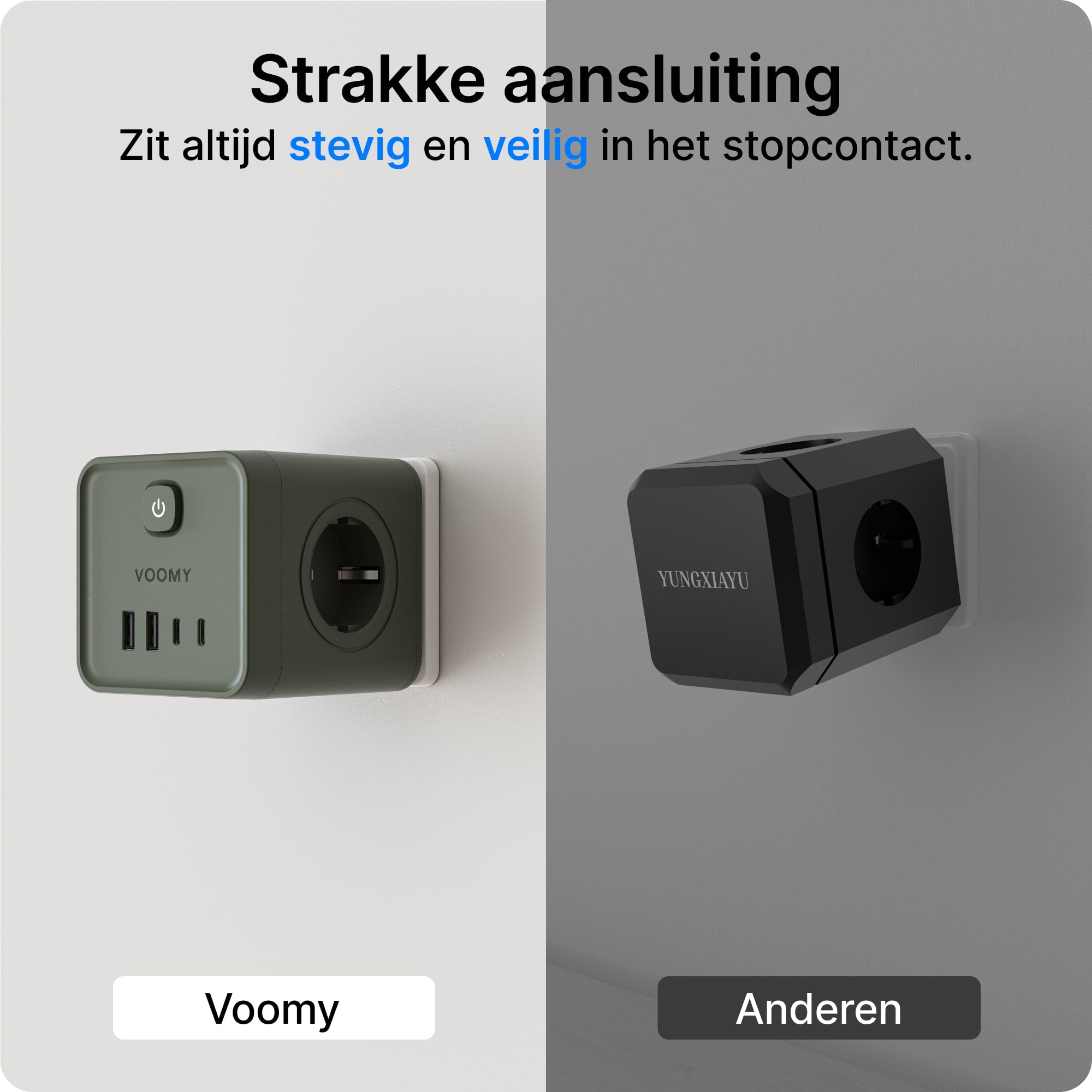 Voomy Split X7 - 8-in-1 Home Verdeelstekker - 4 stopcontacten, 2 USB-C (20W) & 2 USB-A - Groen