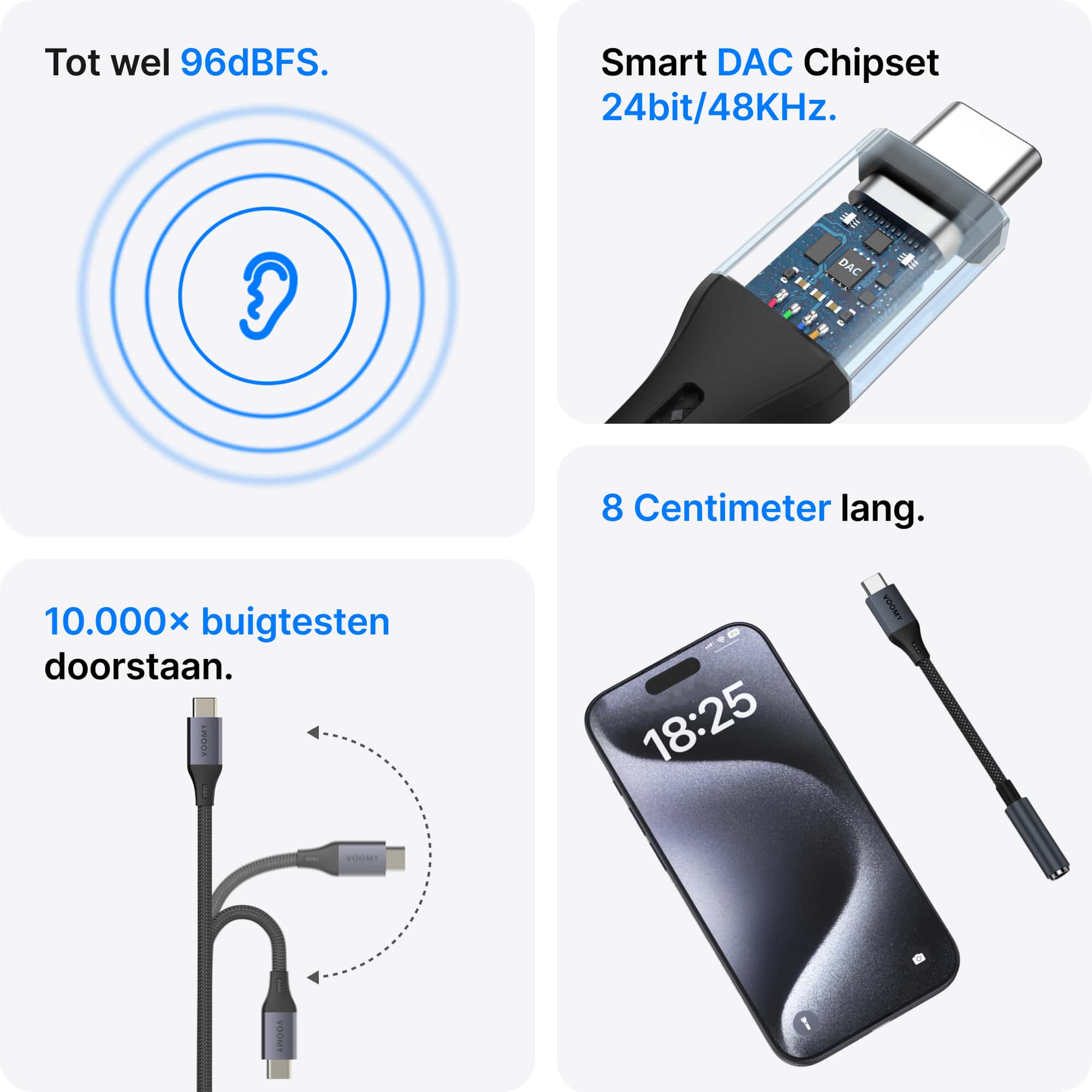 Voomy Connect C102 – USB-C naar (Female) Aux Adapter – Space Grey