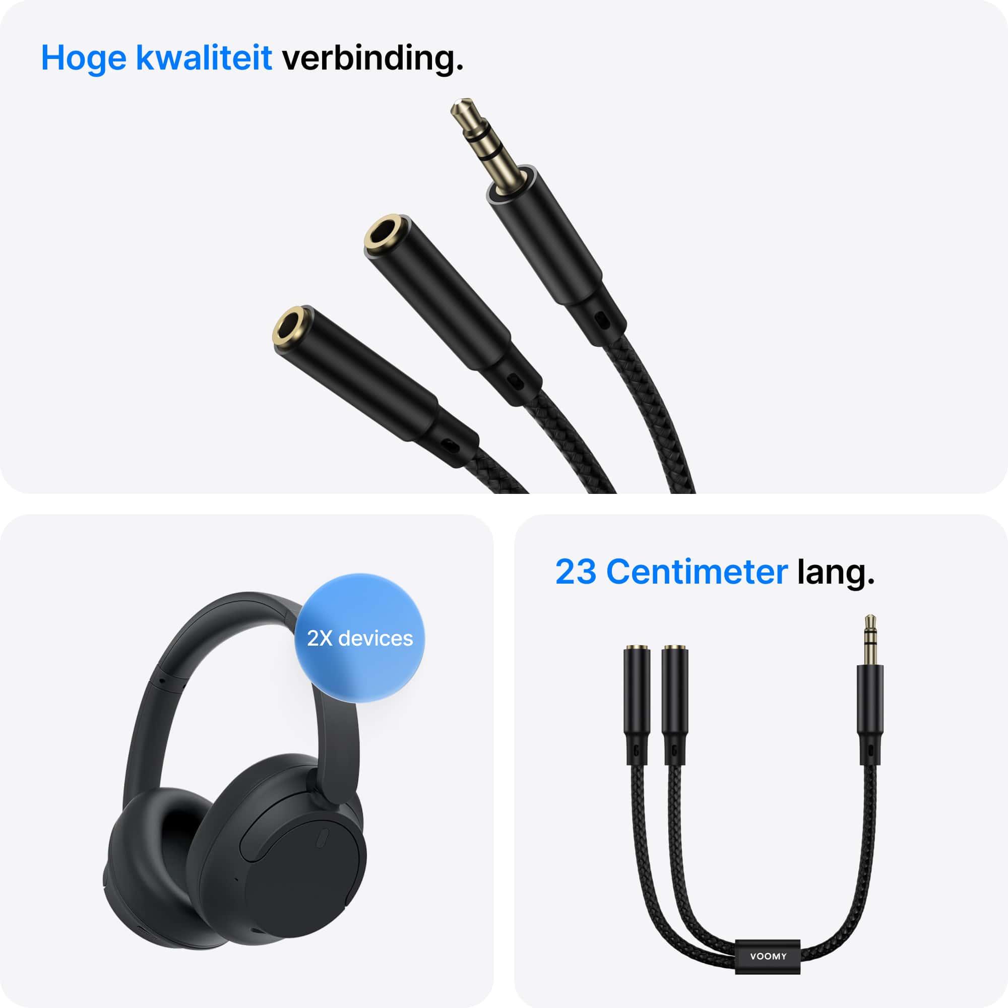 Voomy Connect C103 - Aux splitter - 3.5mm Jack - Zwart
