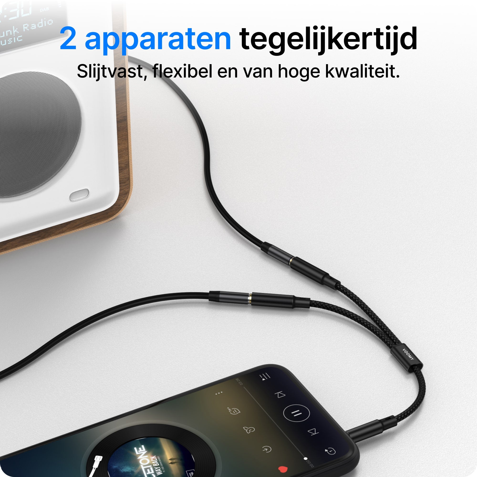 Voomy Connect C103 - Aux splitter - 3.5mm Jack - Zwart