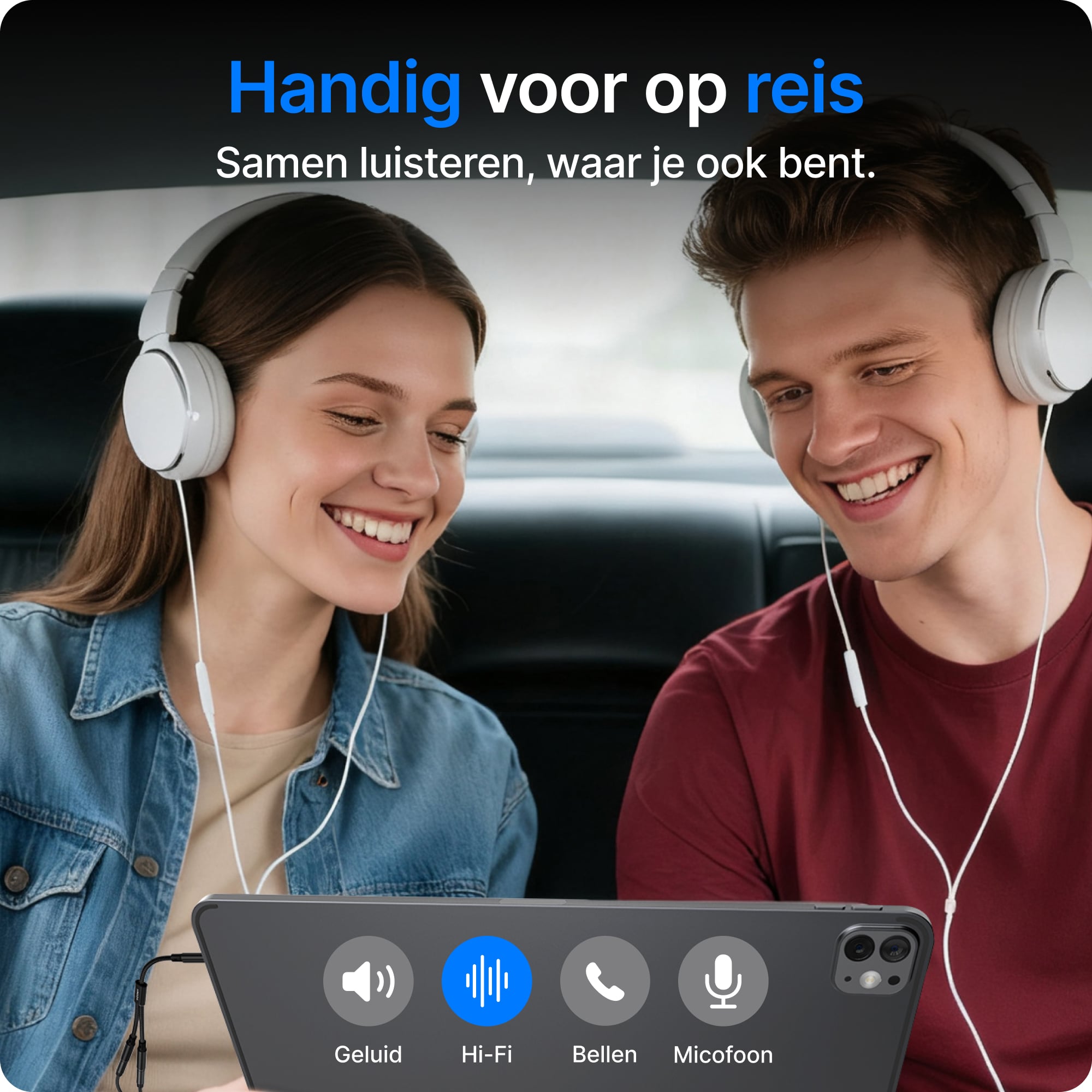 Voomy Connect C103 - Aux splitter - 3.5mm Jack - Zwart