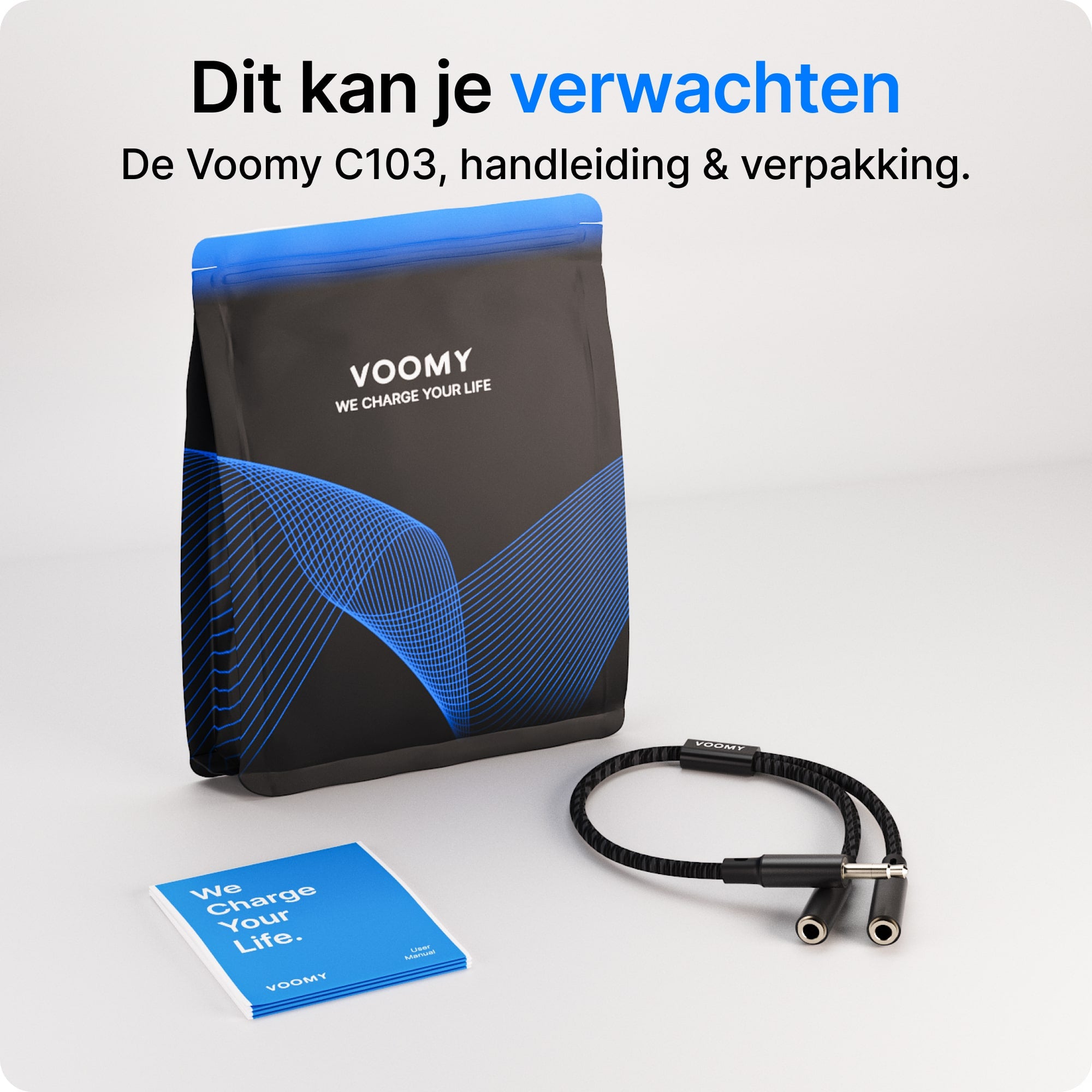Voomy Connect C103 - Aux splitter - 3.5mm Jack - Zwart