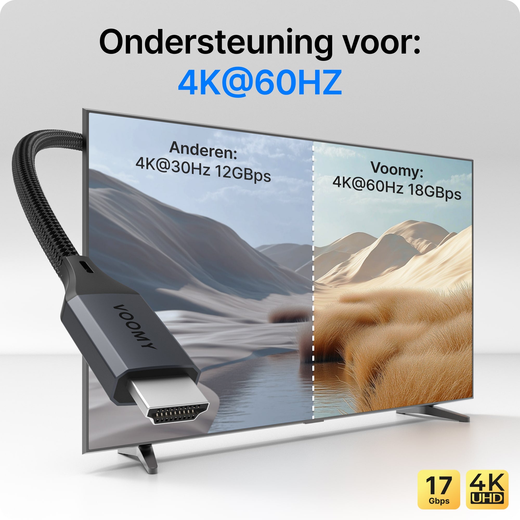 Voomy Connect C402 – USB-C naar DisplayPort Kabel – 2M – Space Grey