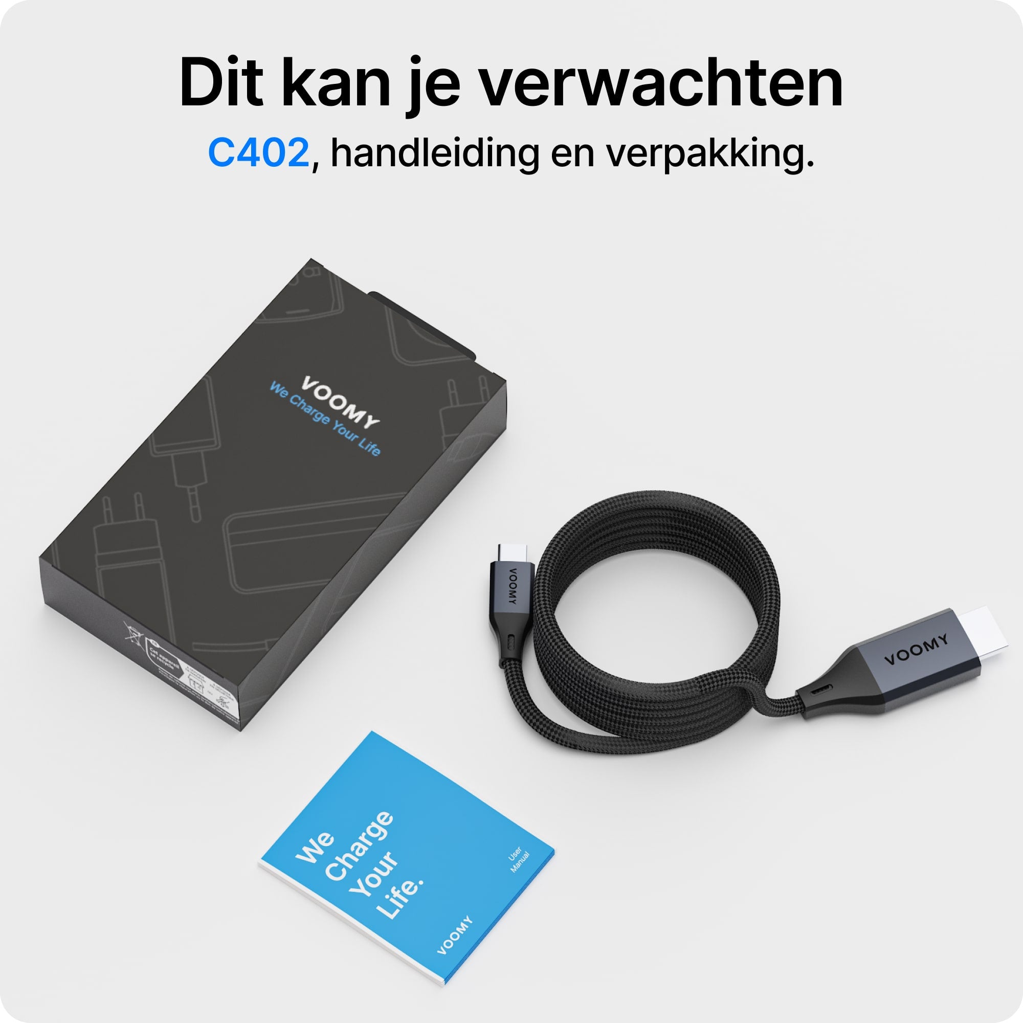 Voomy Connect C402 - USB-C naar DisplayPort Kabel – 2M – Space Grey