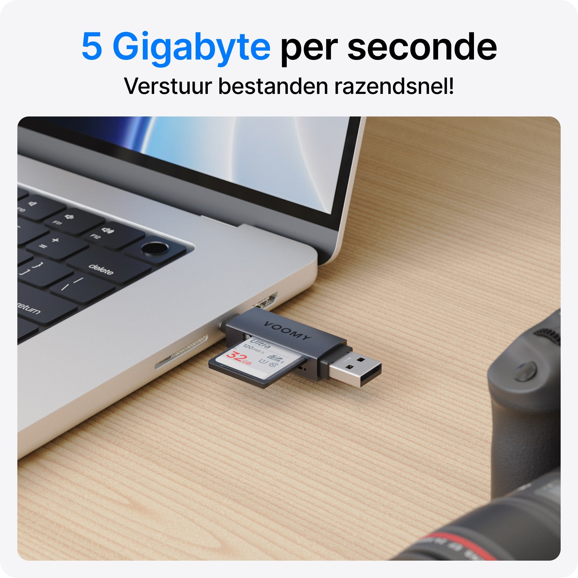 Voomy Connect H11 – USB 3.0 Kaartlezer – SD & MicroSD – 5Gbps – Aluminium – Space Blue