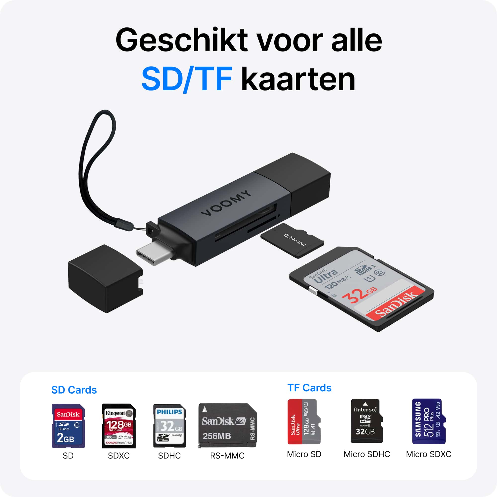 Voomy Connect H11 – USB 3.0 Kaartlezer – SD & MicroSD – 5Gbps – Aluminium – Space Blue
