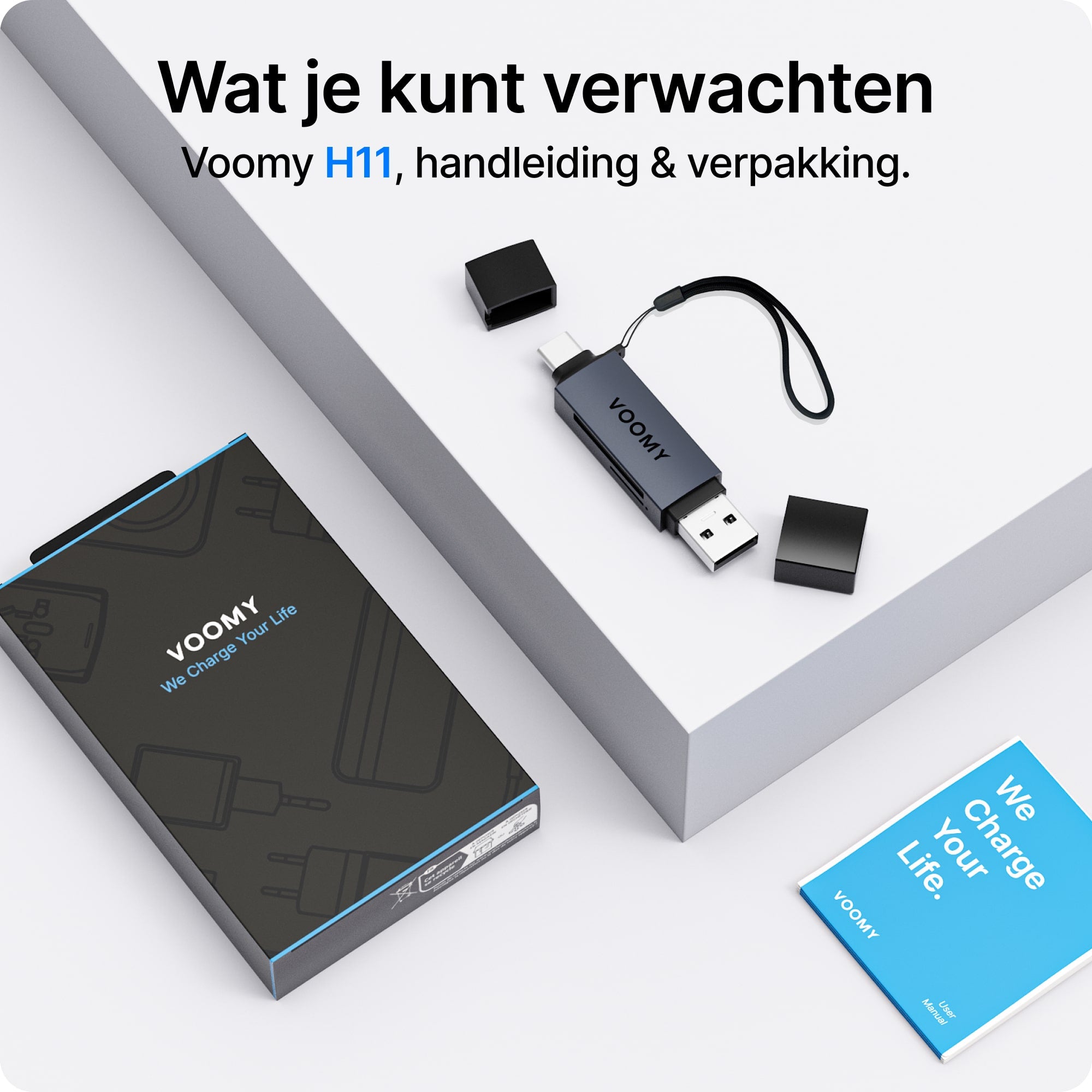 Voomy Connect H11 – USB 3.0 Kaartlezer – SD & MicroSD – 5Gbps – Aluminium – Space Blue