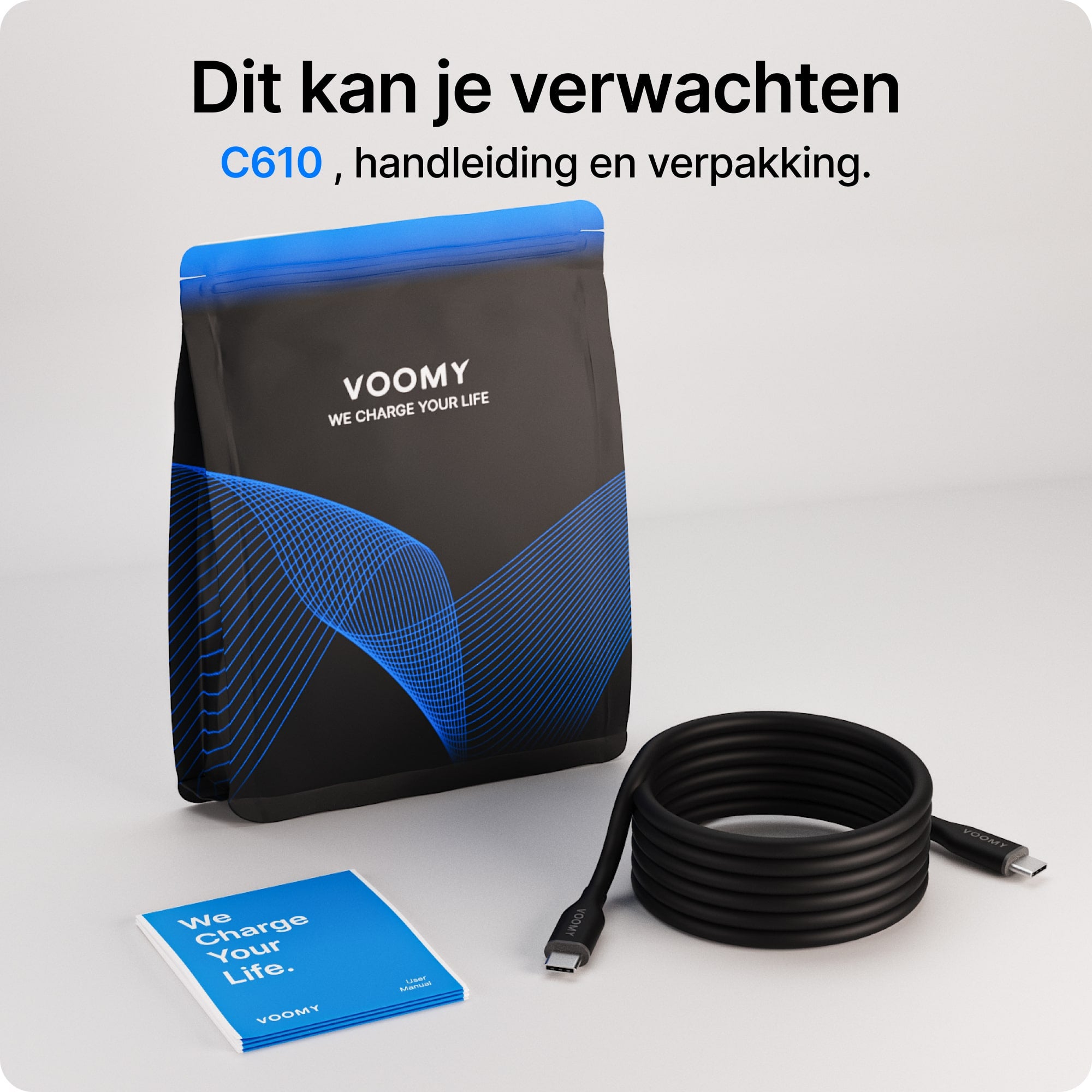 Voomy Connect C610 – 60W USB-C Kabel  – 1M – Zwart