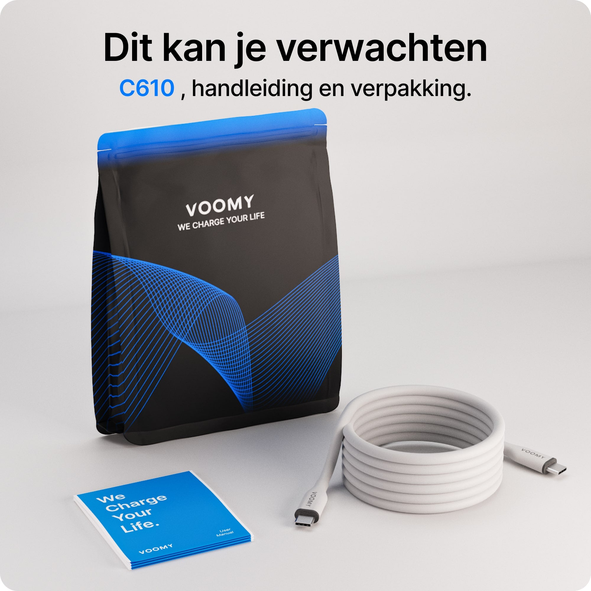 Voomy Connect C610 – 60W USB-C Kabel  – 1M – Wit