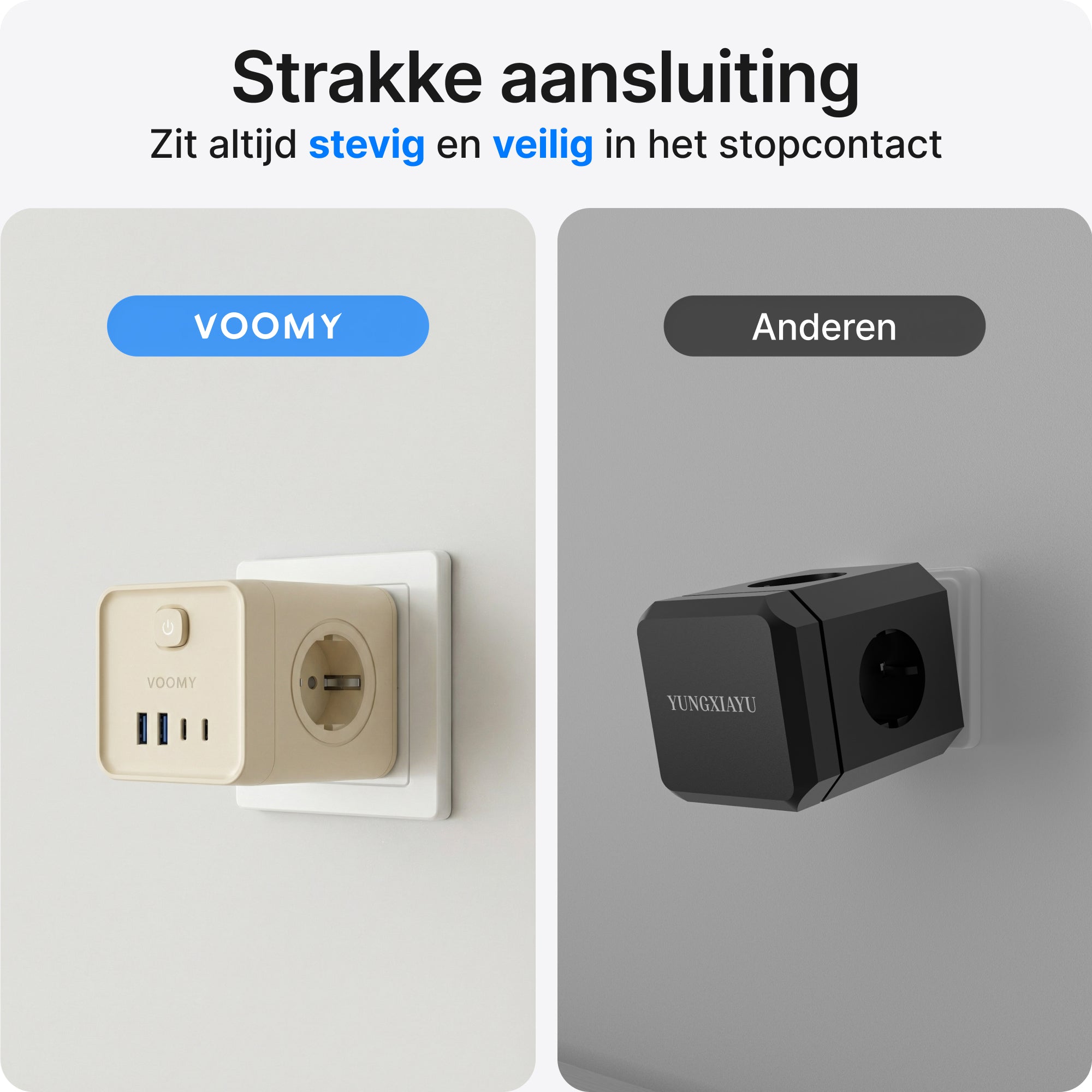 Voomy Split X7 - 8-in-1 Home Verdeelstekker - 4 stopcontacten, 2 USB-C (20W) & 2 USB-A - Beige