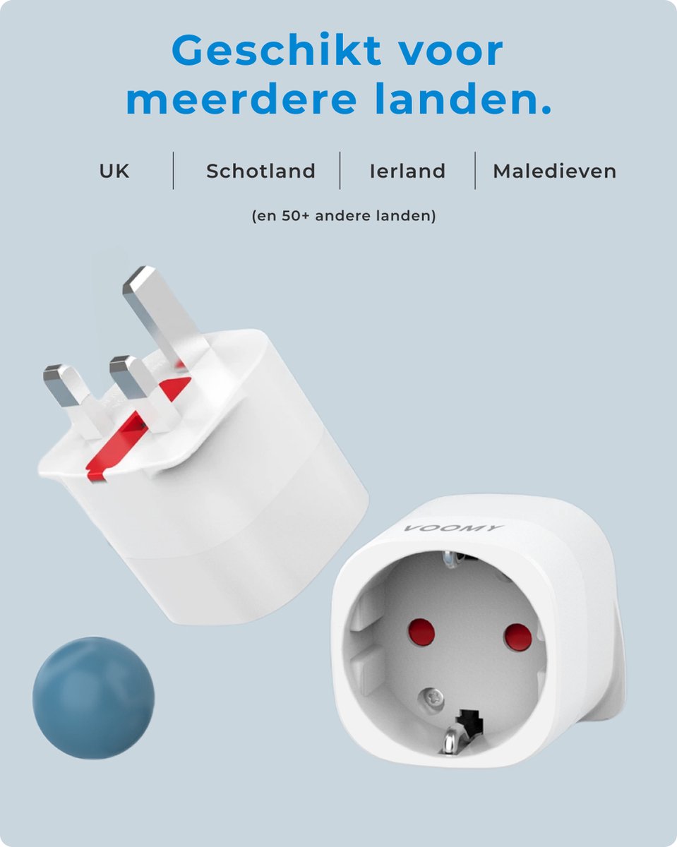 Voomy - Reisstekker Engeland / UK - Wereldstekker Type G - Wit