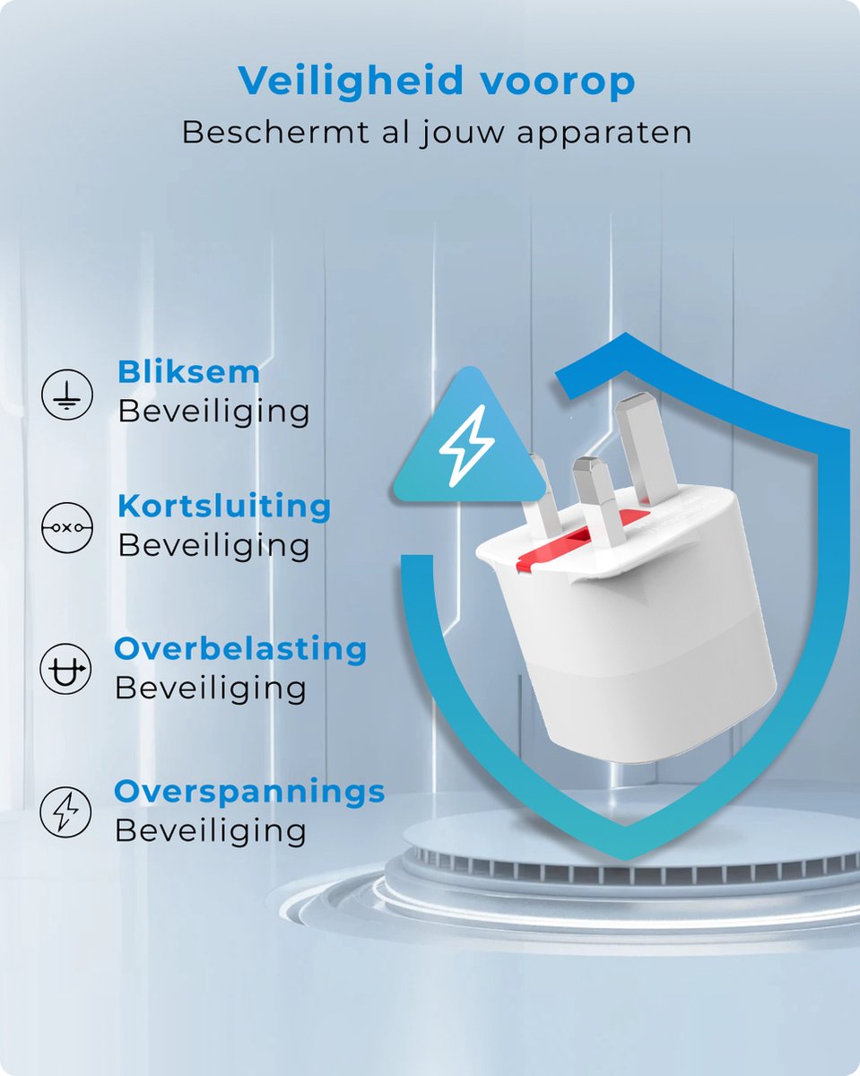 Voomy - Reisstekker Engeland / UK - Wereldstekker Type G - Wit