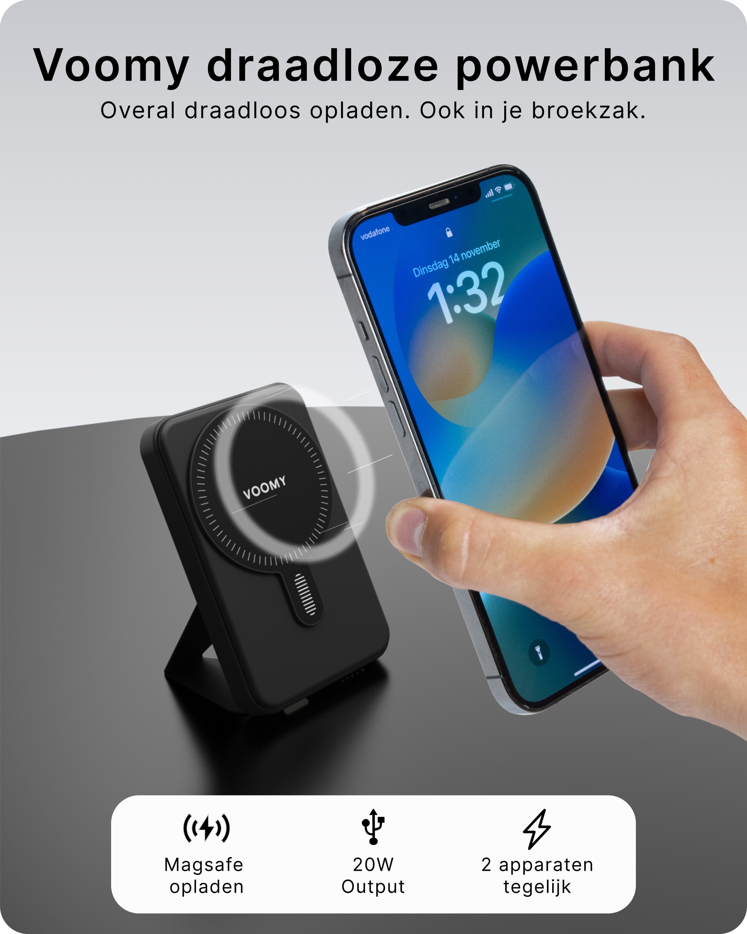 Voomy Charge P6 Magnetic Wireless Powerbank 6.000 mAh