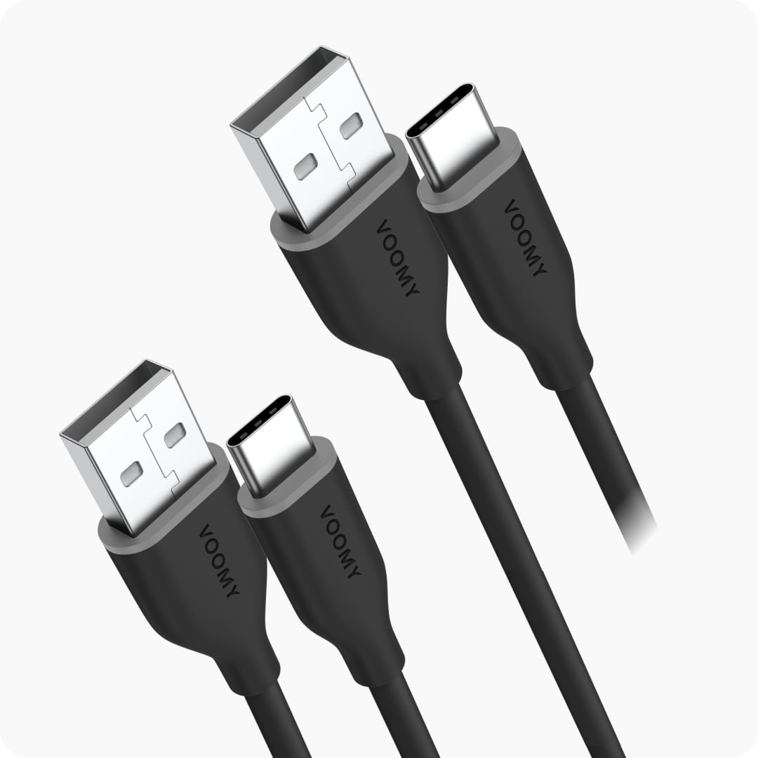 Voomy Connect C710 – 12W USB-C naar USB-A Kabel – 1M – Zwart – 2 Stuks