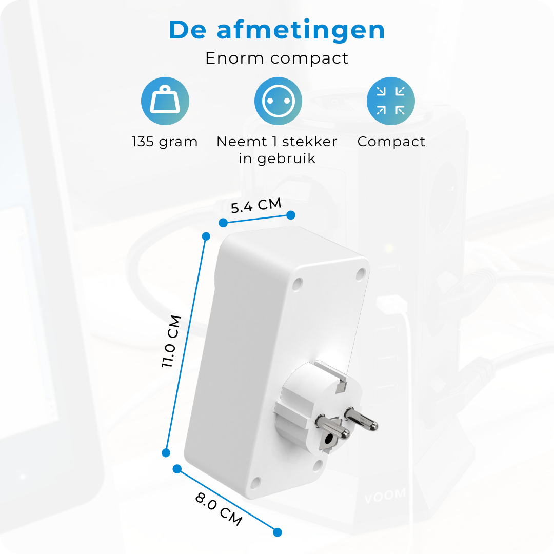 Voomy Split X2S - Verdeelstekker 1 USB-A 1 USB-C & 2 EU - Wit