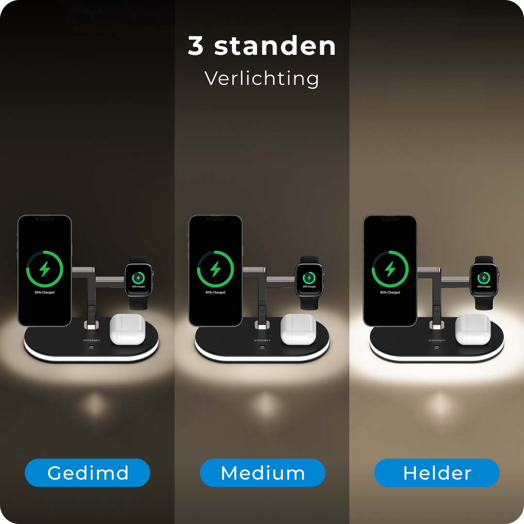 Voomy Wireless C5 - 5-in-1 Draadloze Oplader - Wireless Charger 15W