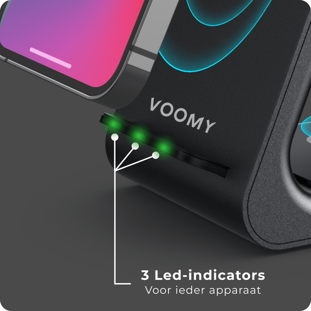 Voomy Wireless C3 - 3-in-1 Draadloze Oplader - Wireless Charger 15W