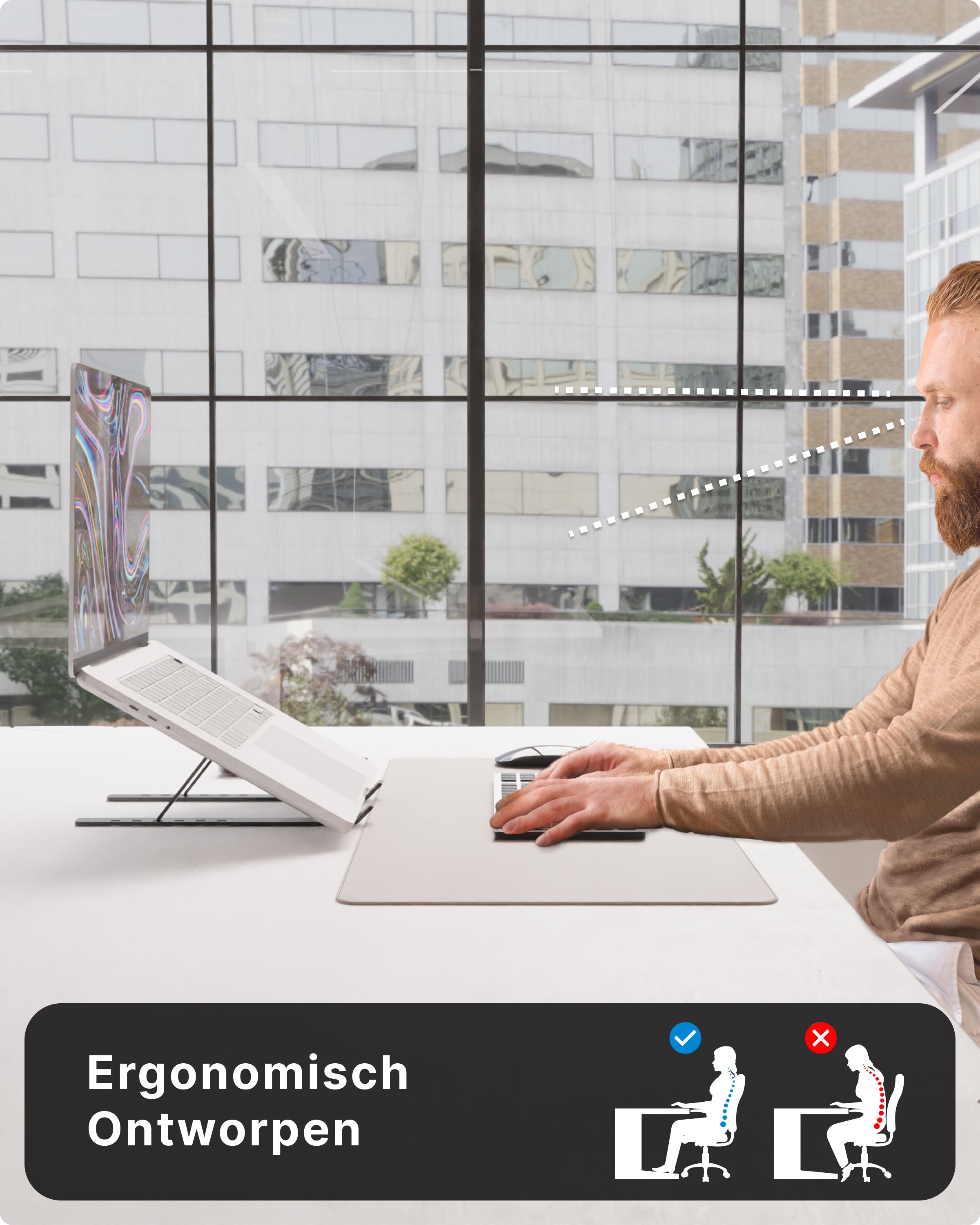 Voomy ECO T5 - Laptop Standaard - Recycled Aluminium - Zwart