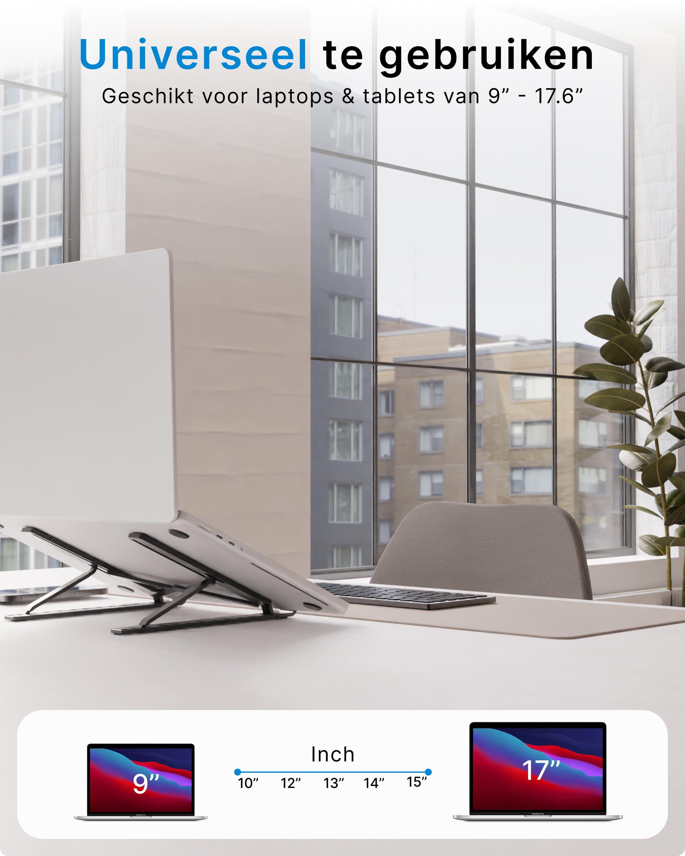 Voomy ECO T5 - Laptop Standaard - Recycled Aluminium - Zilver