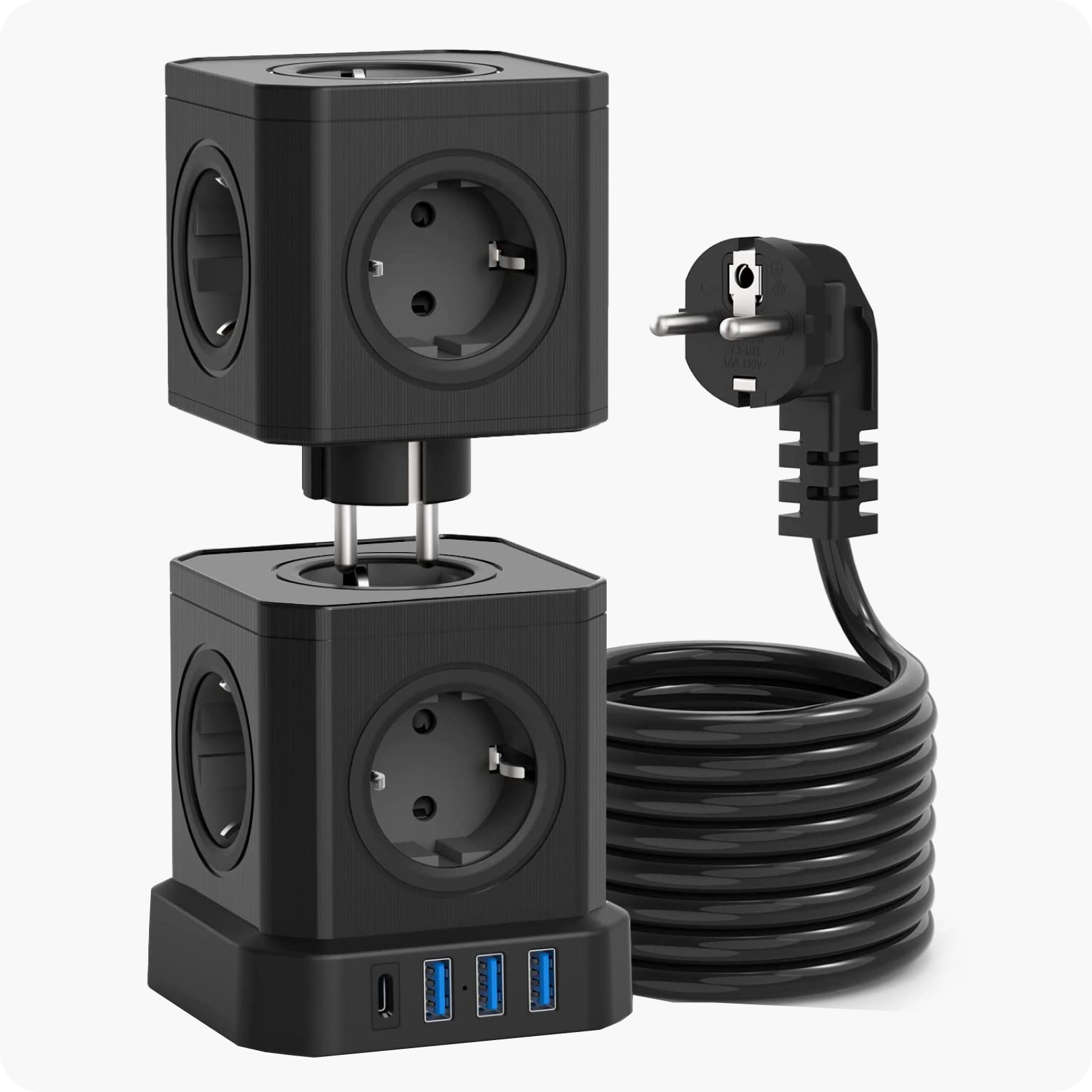 Voomy Power S10-C - Cube Toren Stekkerdoos - 1 USB-C, 3 USB-A & 10EU