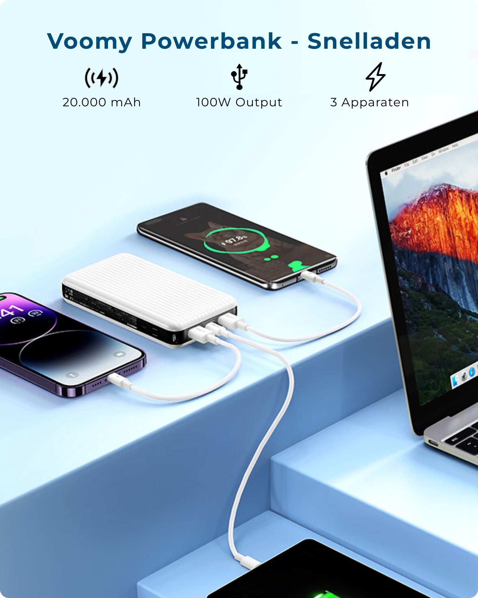 Voomy Charge P100 - Powerbank - 20.000 mAh 100W