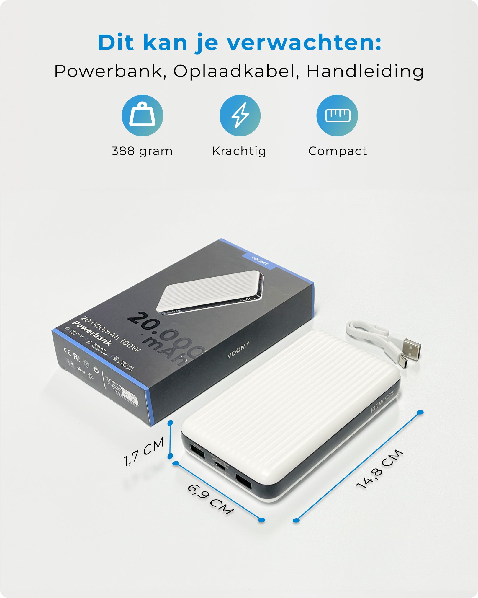 Voomy Charge P100 - Powerbank - 20.000 mAh 100W