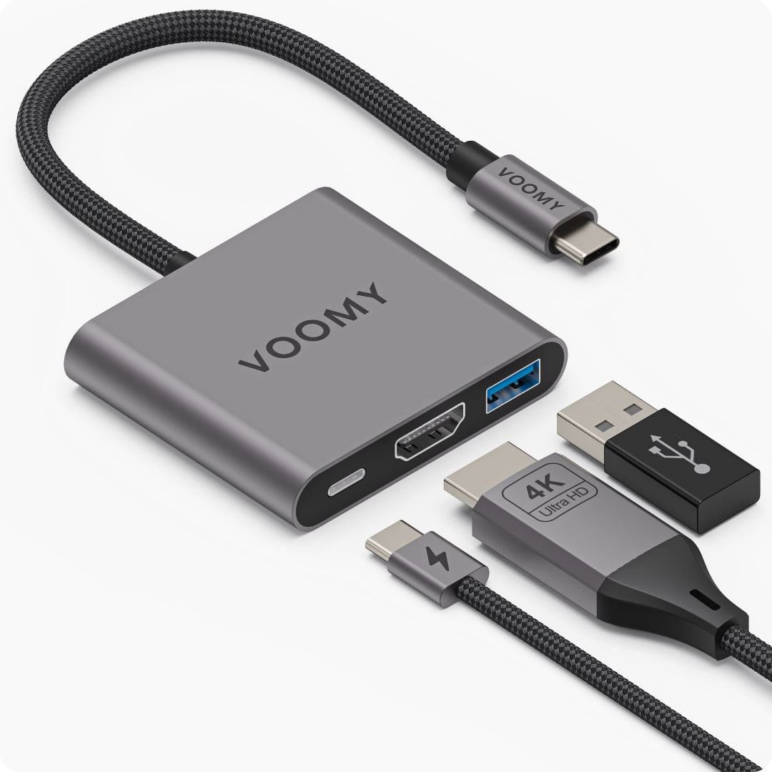 Voomy Connect H3 - 3 in 1 Hub - 4K HDMI - USB-C 100W