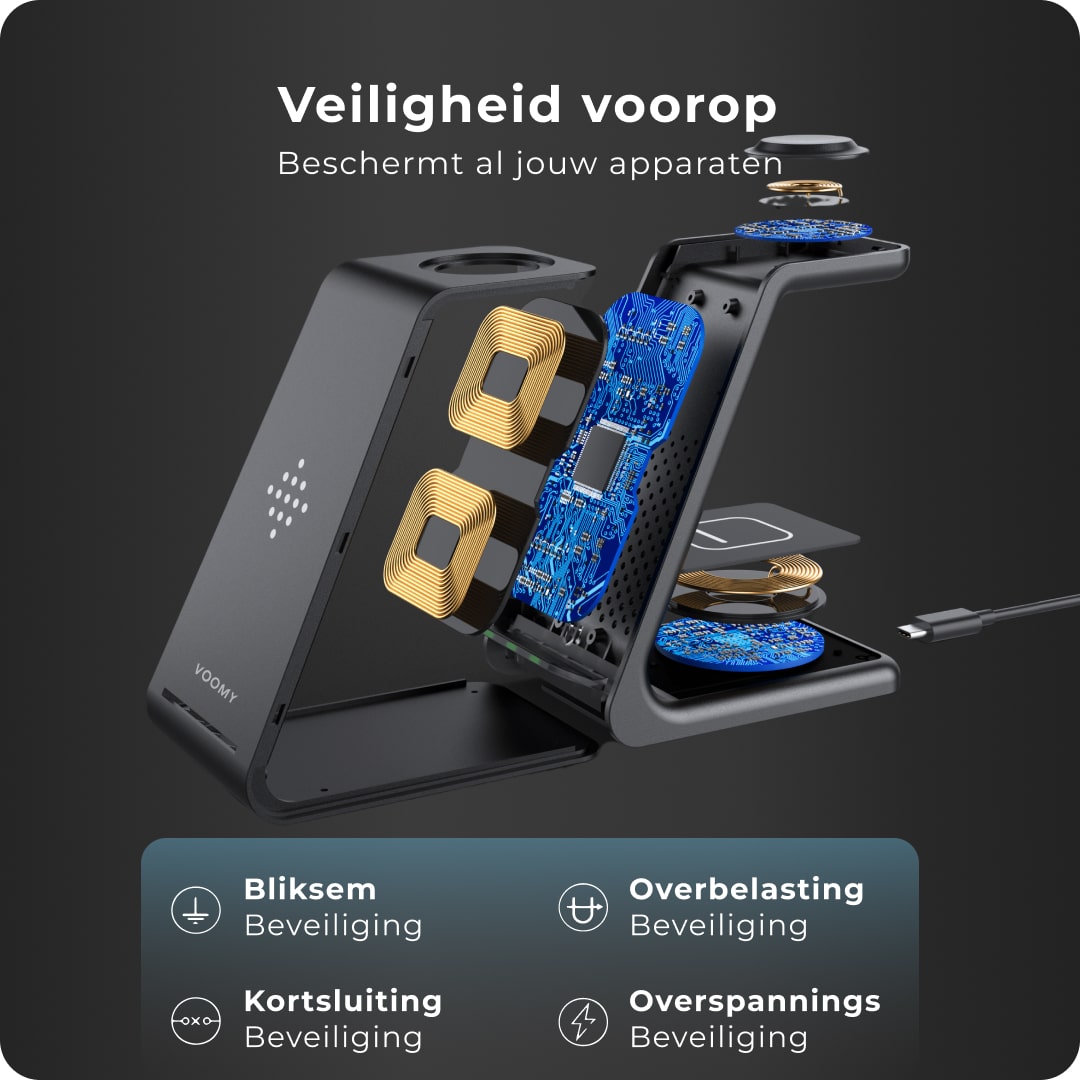 Voomy Wireless C3 - 3-in-1 Draadloze Oplader - Wireless Charger 15W