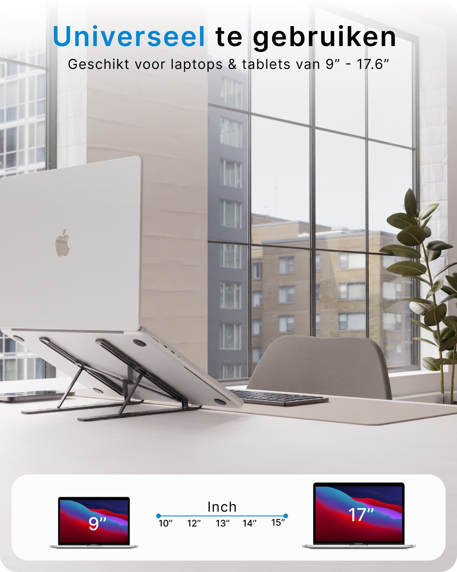 Voomy Office T3 - Laptop Standaard Verstelbaar - Ergonomisch - Aluminium Zwart
