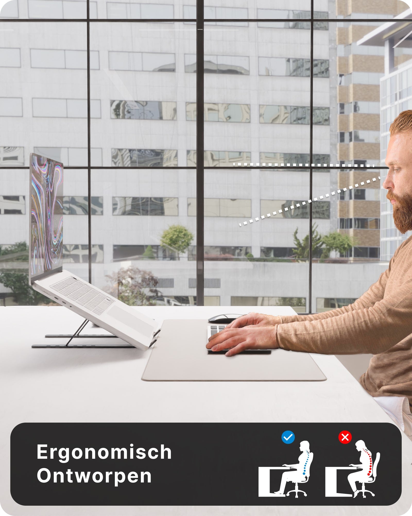 Voomy Office T3 - Laptop Standaard Verstelbaar - Ergonomisch - Aluminium Zwart