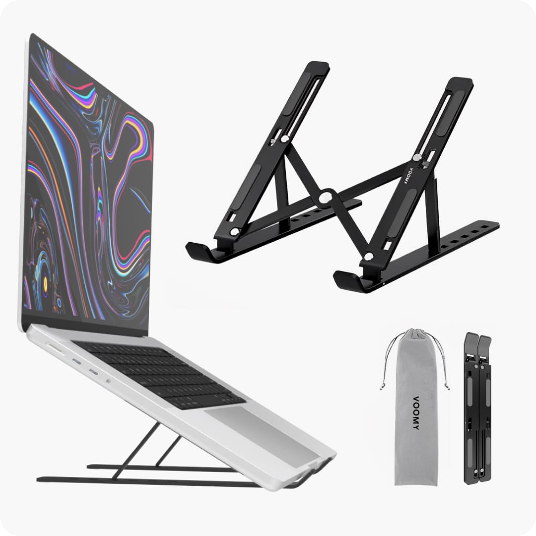 Voomy Office T3 - Laptop Standaard Verstelbaar - Ergonomisch - Aluminium Zwart