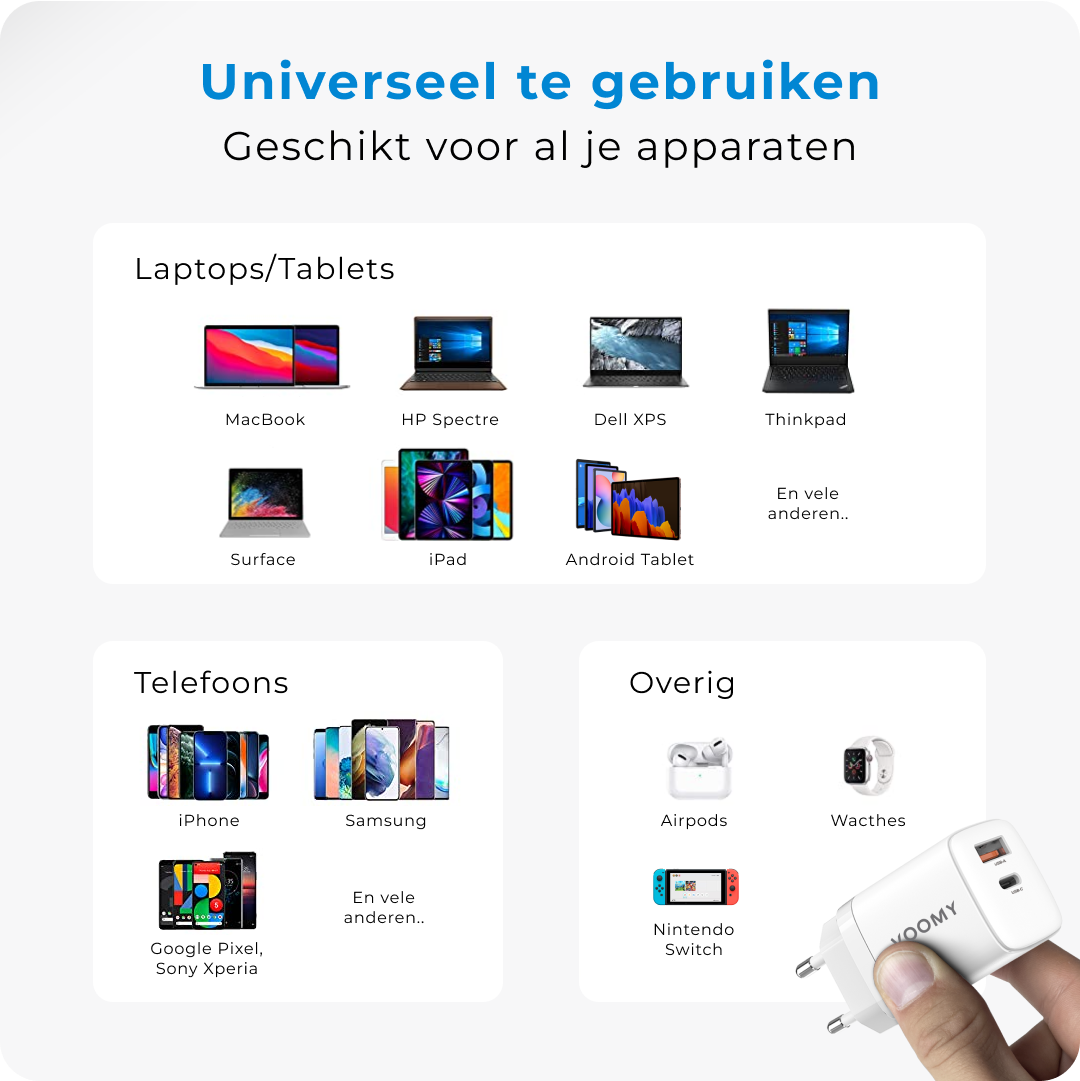 Snellader iphone 11 oplader Voomy Charge M10 Universeel
