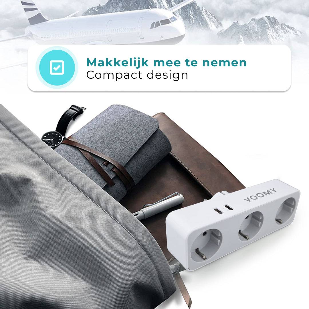 Voomy Split X3 - Verdeelstekker USB Wit - 2 USB-A & 3 EU