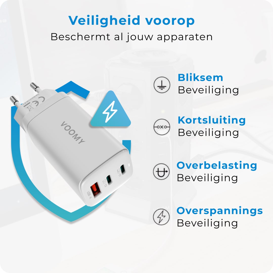 Voomy Charge M65 - Snellader Oplader 65W - Wit