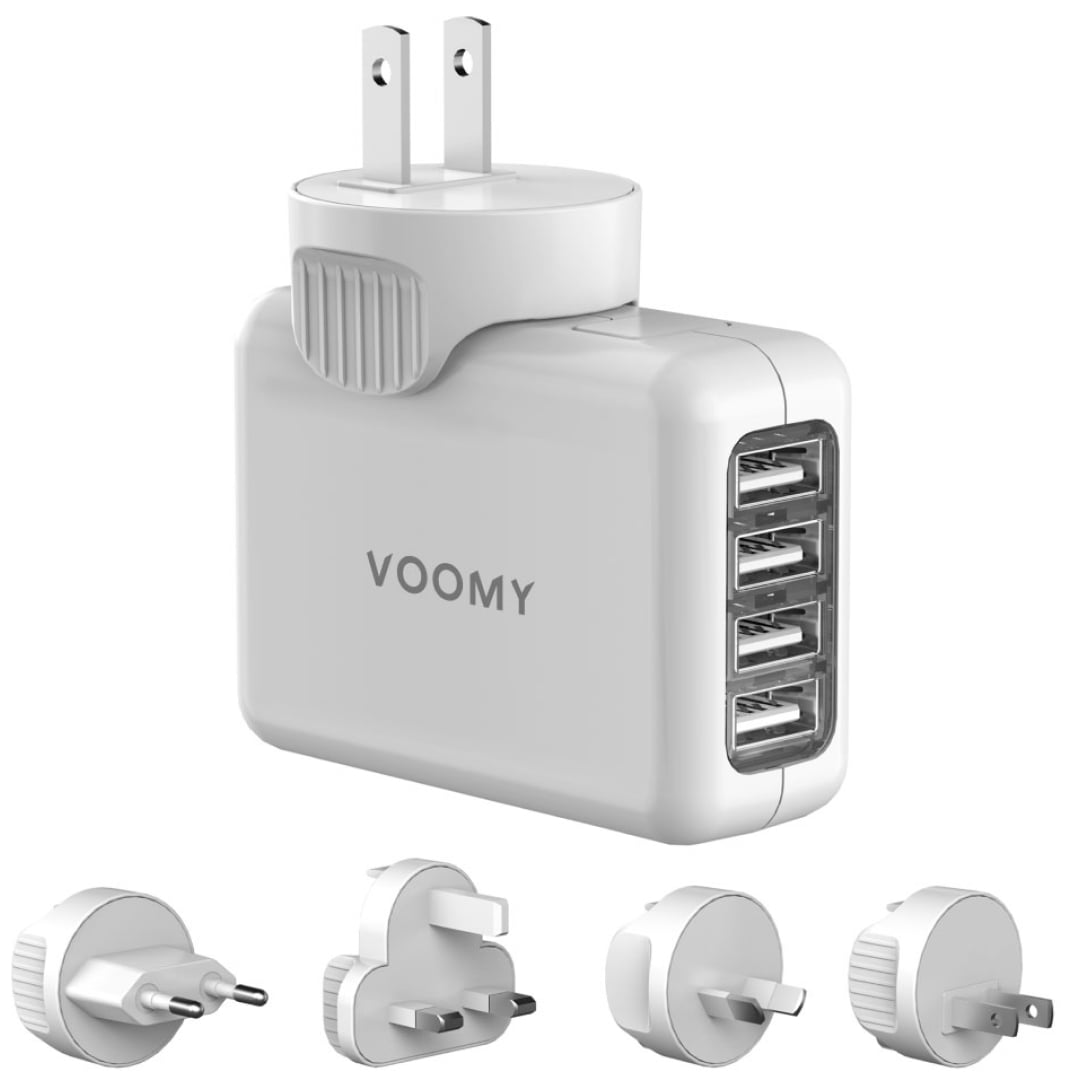 Voomy Travel Y40 Reisstekker Wereld - 4 USB Poorten - Wereldstekker Universeel - Wit