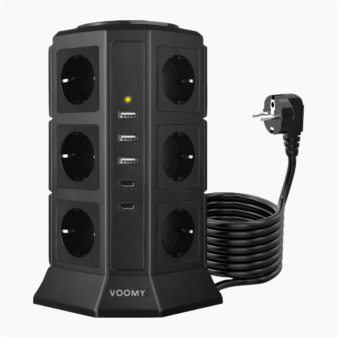 Voomy Power S12C - Toren Stekkerdoos 3 USB-A, 2 USB-C & 12 EU