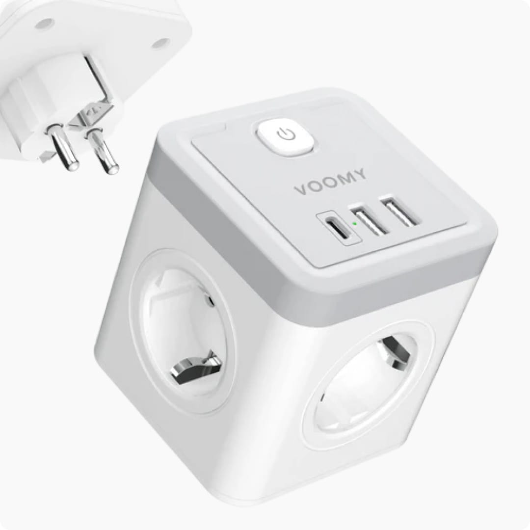 Voomy Split X4 2.0 - Verdeelstekker 2 USB-A, 1 USB-C & 4 EU - Wit