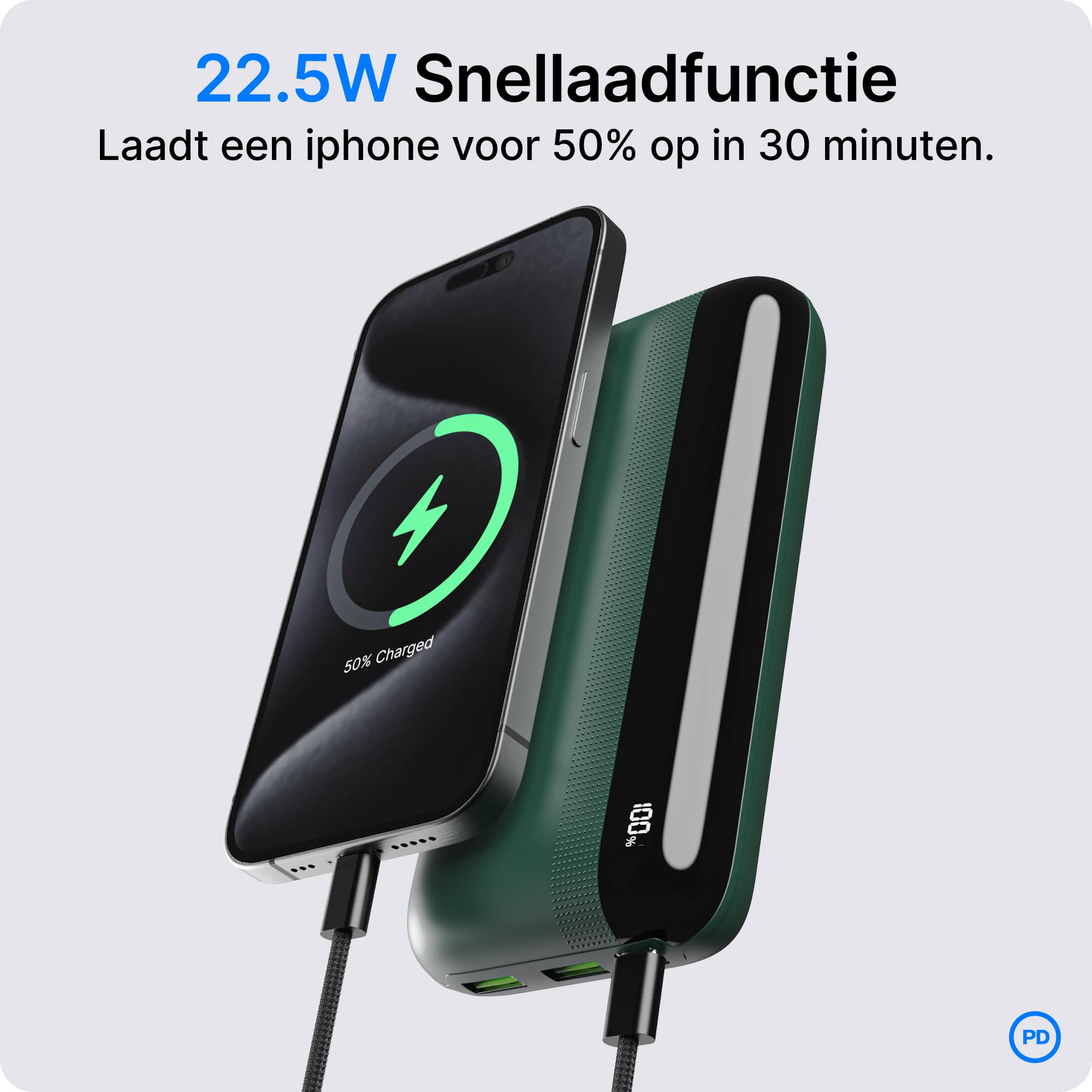 Voomy Charge P20 - Powerbank - 20.000 mAh 22.5W - Groen